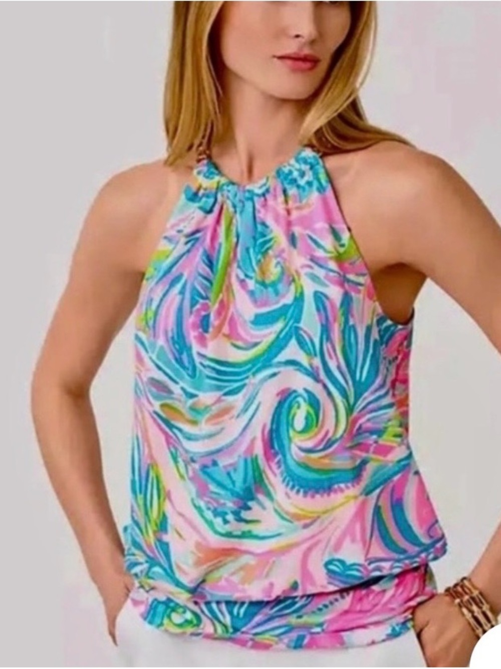 Lilly Pulitzer Colorful Swirl Halter Tank Top NWT